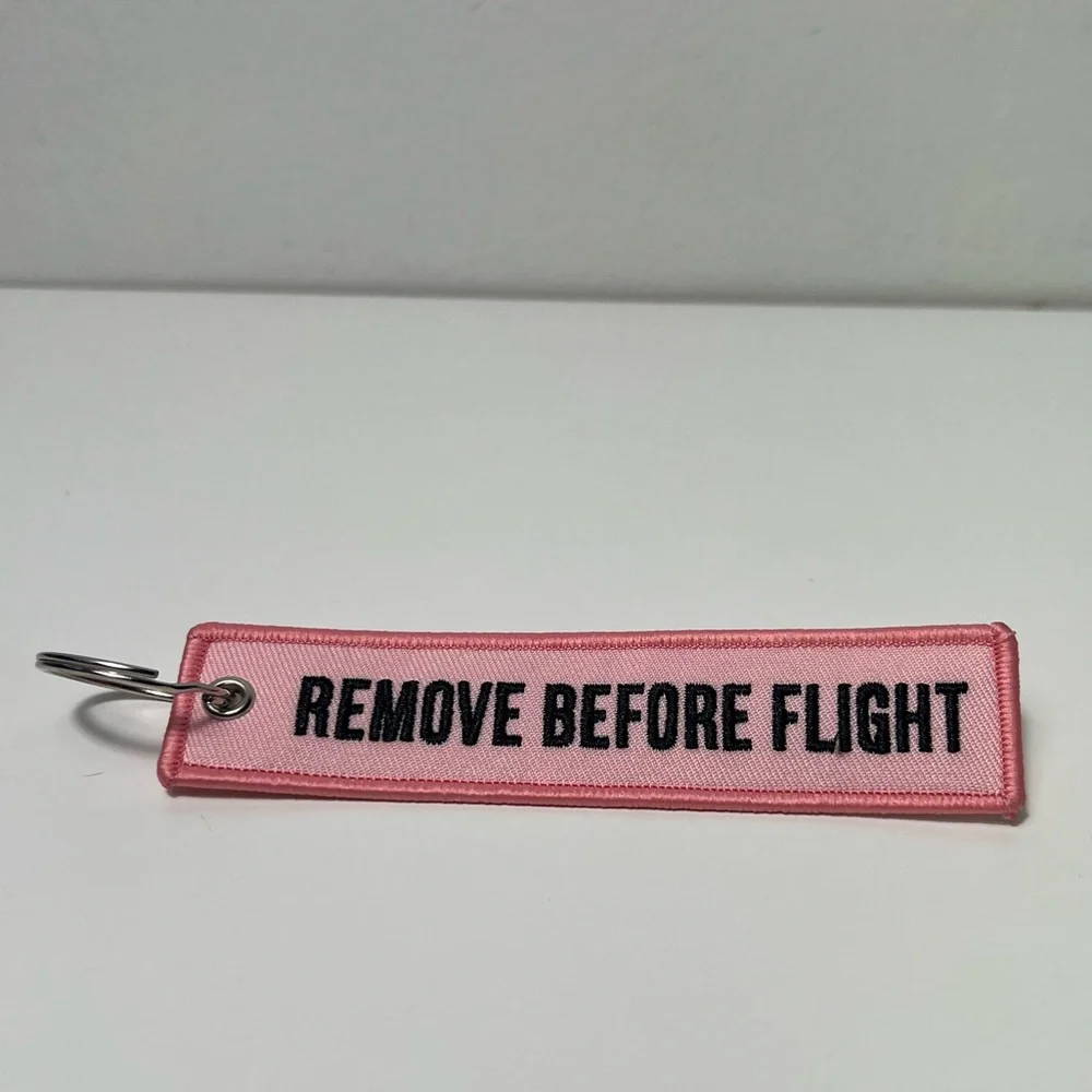 Pink Remove Before Flight Attendant Crew Luggage Travel Bag Tag Keychain